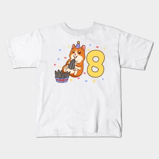 I am 8 with hamster - kids birthday 8 years old Kids T-Shirt